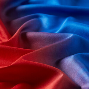 Red Sax Blue Plain Gradient Silk Scarf - Thumbnail