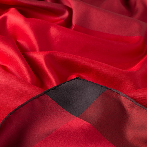 Red Siyah Block Frame Silk Scarf