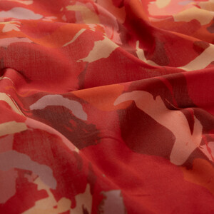 Red Soulful Blooms Cotton Scarf - Thumbnail