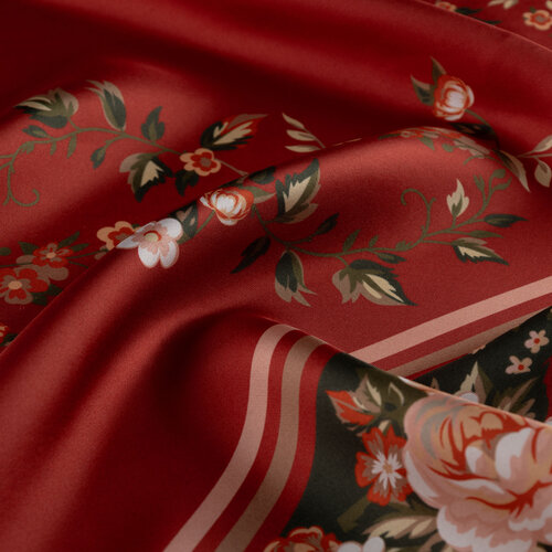 Red Spiral Twill Silk Scarf