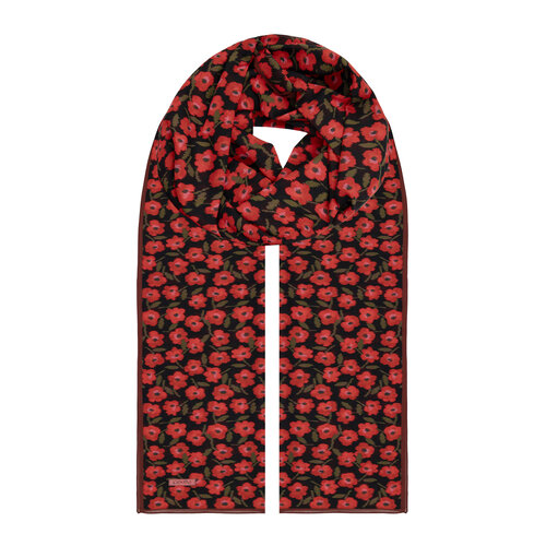 Red Spring Flowers Cotton Scarf