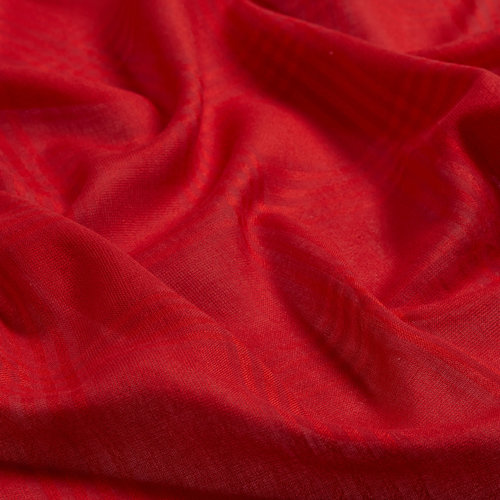 Red Tartan Plaid Cotton Silk Scarf