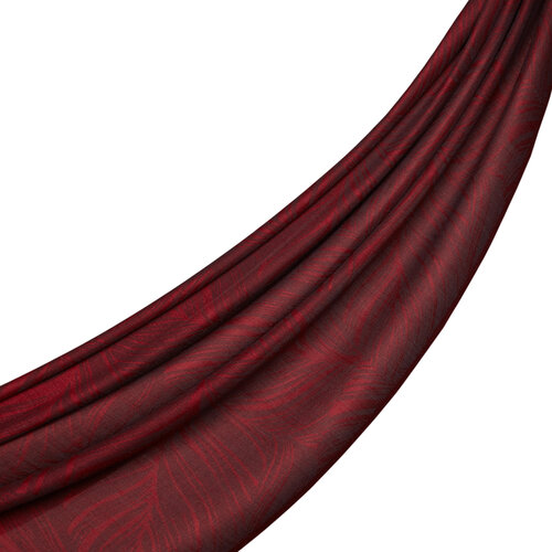 Red Walnut Leaf Print Scarf