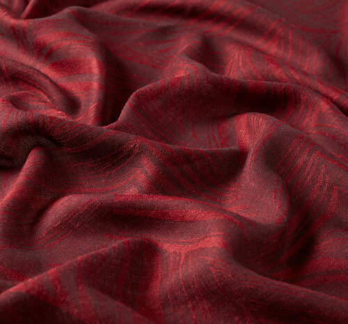 Red Walnut Leaf Print Scarf