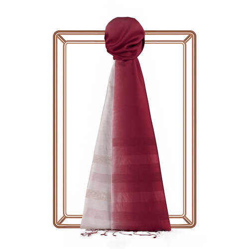 Red White Mono Striped Gradient Silk Scarf