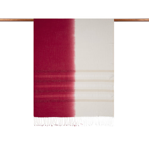 Red White Mono Striped Gradient Silk Scarf