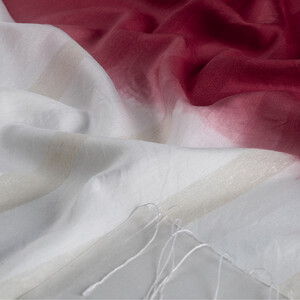 Red White Mono Striped Gradient Silk Scarf - Thumbnail