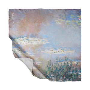 Reflection of Clouds on Water -Water Lilies Series Twill Silk Scarf - Thumbnail