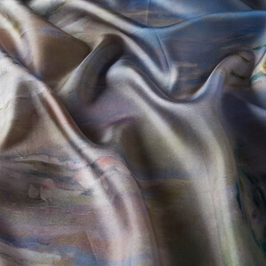 Reflection of Clouds on Water -Water Lilies Series Twill Silk Scarf - Thumbnail