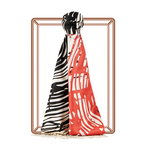 Renkli Zebra Desenli İpek Şal Model 01 - Thumbnail