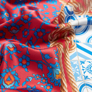 Rope Lacivert Saten İpek Mendil Model 05 - Thumbnail