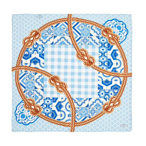 Rope Baby Blue Satin Silk Pocket Square Model 02