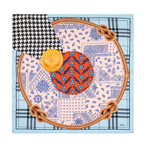 Rope Baby Blue Satin Silk Pocket Square Model 03