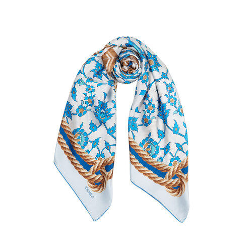 Rope Baby Blue Satin Silk Scarf Model 05