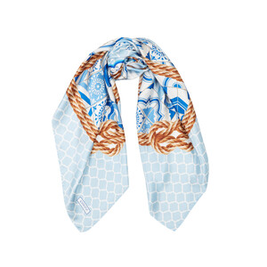 Rope Baby Blue Silk Twill Scarf Model 02 - Thumbnail