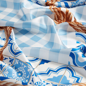 Rope Baby Blue Silk Twill Scarf Model 02 - Thumbnail