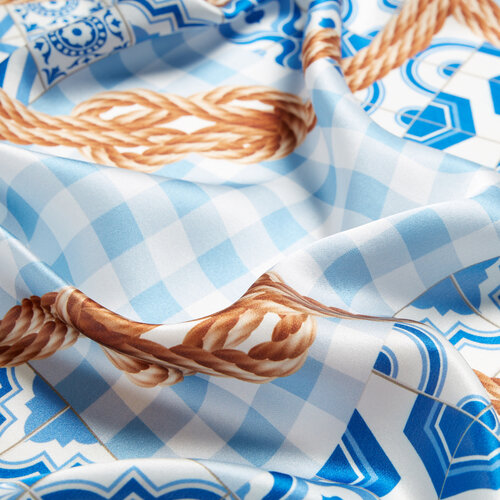 Rope Bebe Mavisi Saten İpek Mendil Model 02