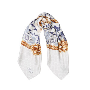 Rope Beige Silk Twill Scarf Model 02 - Thumbnail