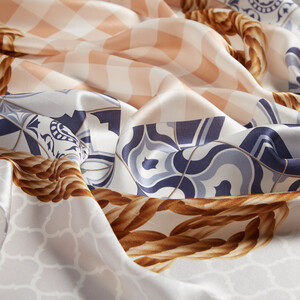 Rope Beige Silk Twill Scarf Model 02 - Thumbnail