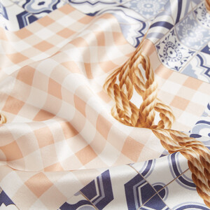Rope Bej Saten İpek Mendil Model 02 - Thumbnail