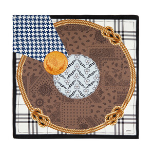 Rope Black Satin Silk Pocket Square Model 03 - Thumbnail