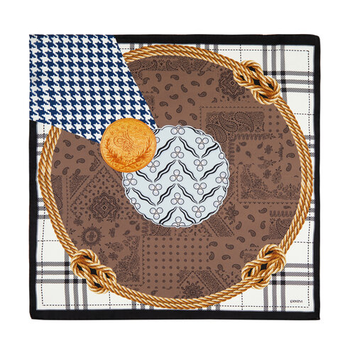 Rope Black Satin Silk Pocket Square Model 03