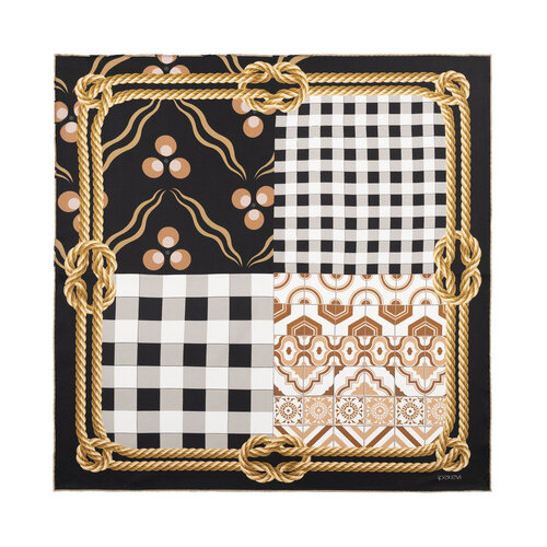 Rope Black Satin Silk Pocket Square Model 04