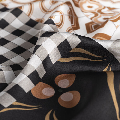 Rope Black Satin Silk Pocket Square Model 04