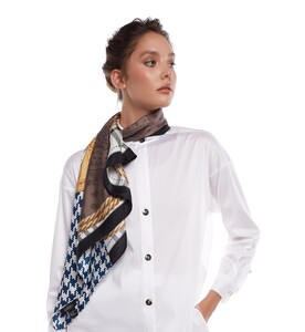 Rope Black Silk Twill Scarf Model 03 - Thumbnail