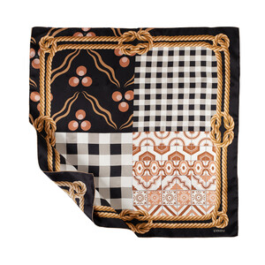 Rope Black Silk Twill Scarf Model 04 - Thumbnail