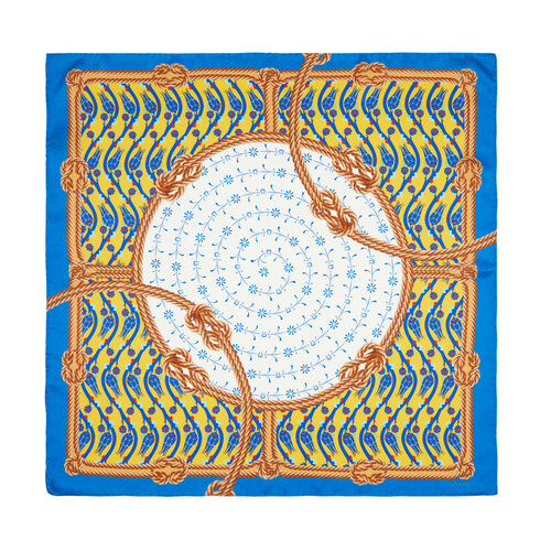 Rope Blue Satin Silk Pocket Square Model 01