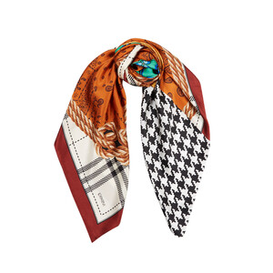 Rope Burgundy Silk Twill Scarf Model 03 - Thumbnail