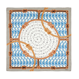 ipekevi - منديل حرير ساتان حبال لون فضي موديل 01