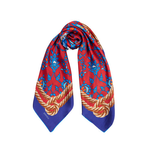 Rope Lacivert Saten İpek Eşarp Model 05