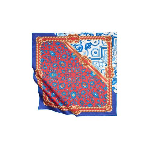 Rope Navy Satin Silk Pocket Square Model 05