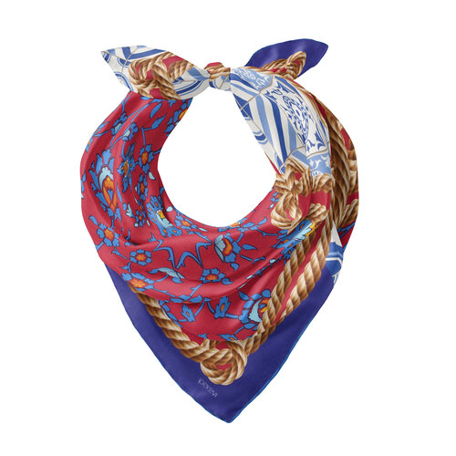 Rope Navy Satin Silk Pocket Square Model 05