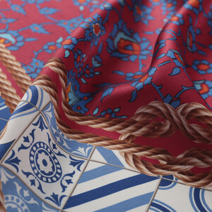 Rope Navy Satin Silk Pocket Square Model 05 - Thumbnail