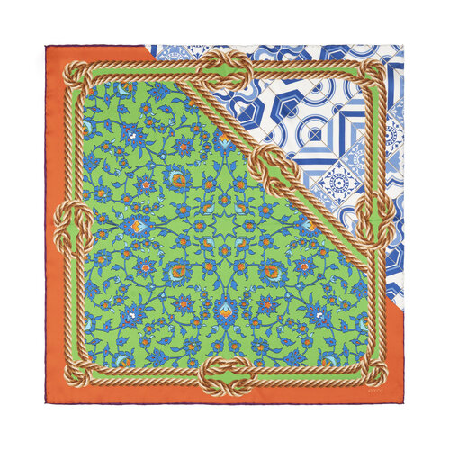 Rope Orange Satin Silk Pocket Square Model 05