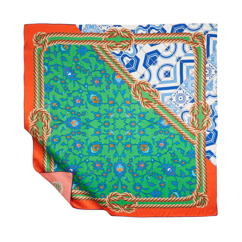 Rope Orange Satin Silk Scarf Model 05