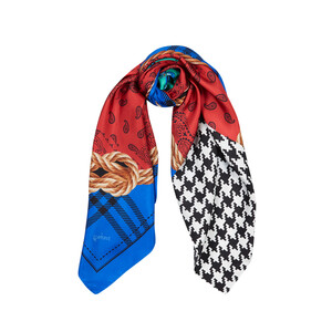 ipekevi - Rope Sax Blue Silk Twill Scarf Model 03 (1)