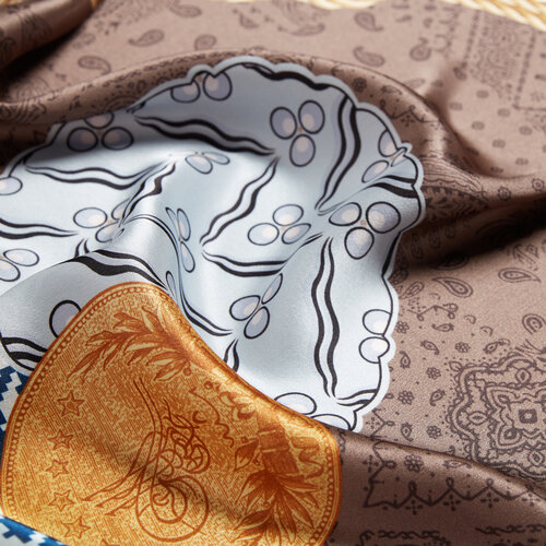 Rope Siyah Saten İpek Mendil Model 03