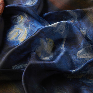 Rose Bouquet Satin Silk Scarf - Thumbnail