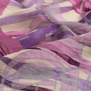 Rose Pink Mono Wave Print Tencel Scarf - Thumbnail