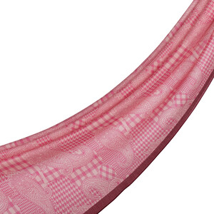 ipekevi - Rose Pink Patchwork Paisley Print Tencel Scarf