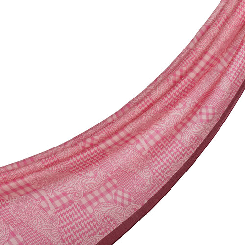 Rose Pink Patchwork Paisley Print Tencel Scarf