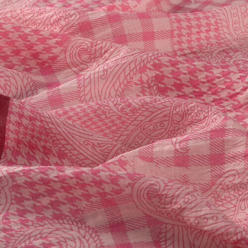 Rose Pink Patchwork Paisley Print Tencel Scarf