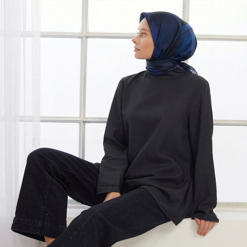 Royal Mavi Seremoni Tivil İpek Eşarp