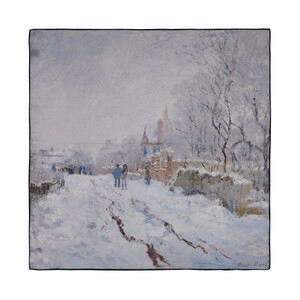 Rue sous la neige, Argenteuil Silk Pocket Square - Thumbnail