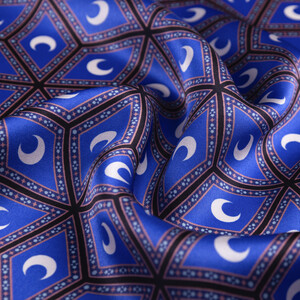 Saks Mavisi Şam İşi Sedef Saten İpek Mendil - Thumbnail