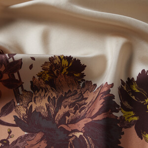 Salmon Cream Carnation Twill Silk Scarf - Thumbnail